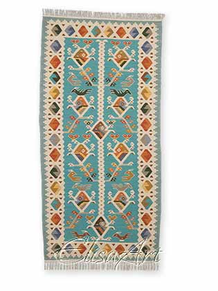 Handmade Kilim Rug: Birds