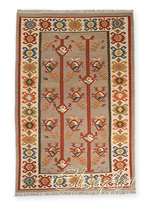 Handmade Kilim Rug: Birds