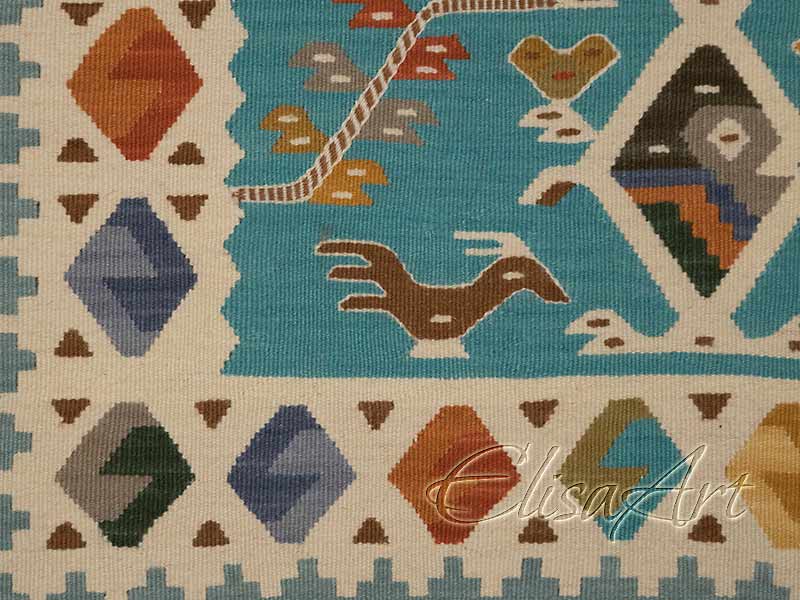 Handmade Kilim Rug: Birds