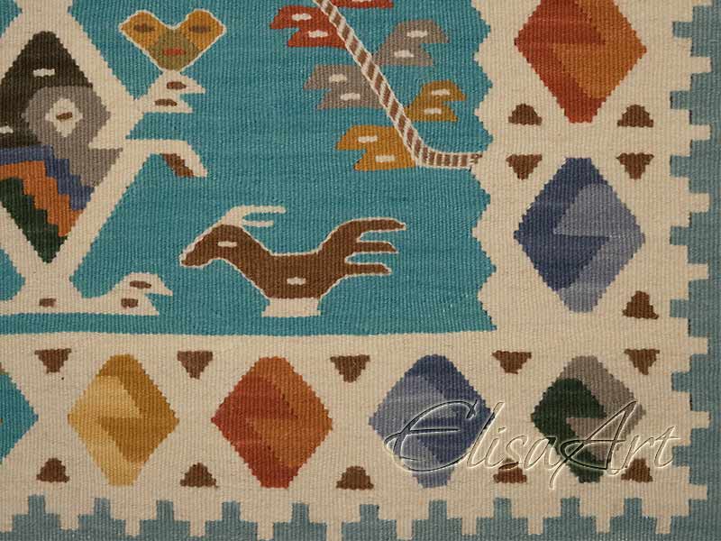 Handmade Kilim Rug: Birds