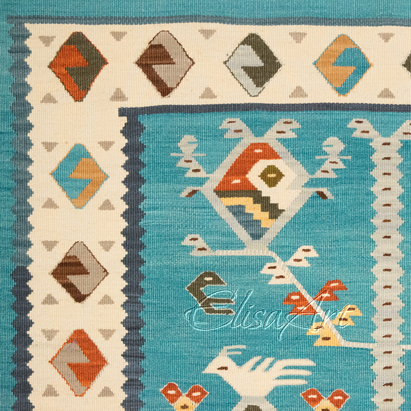 Handmade Kilim Rug: Birds