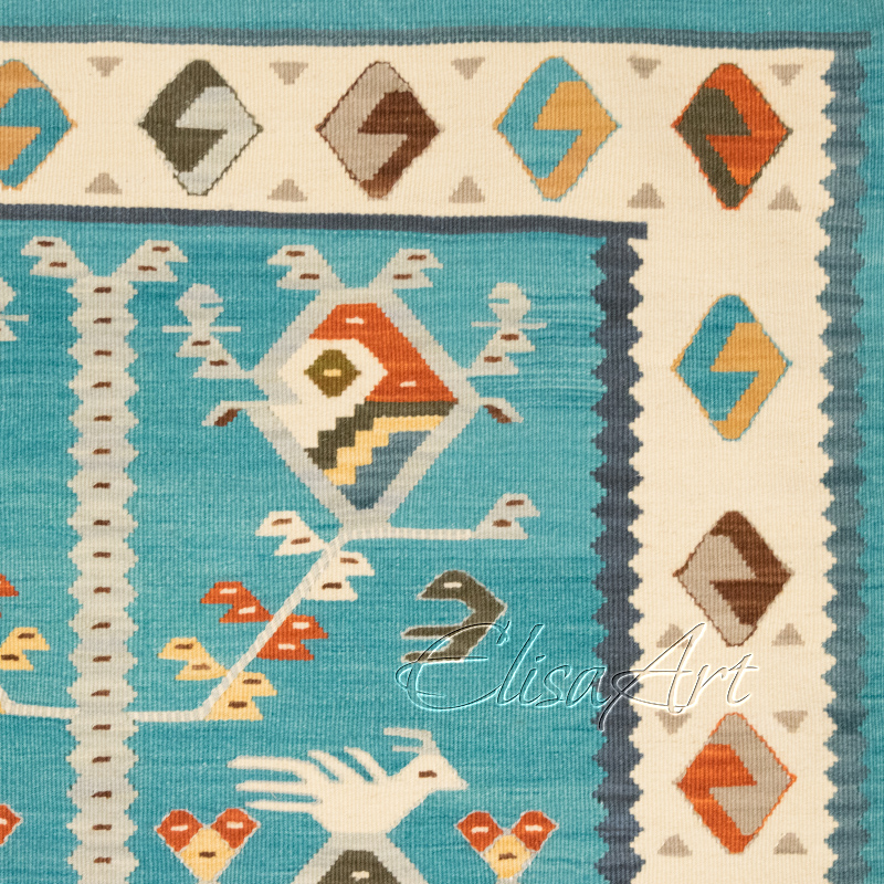 Handmade Kilim Rug: Birds