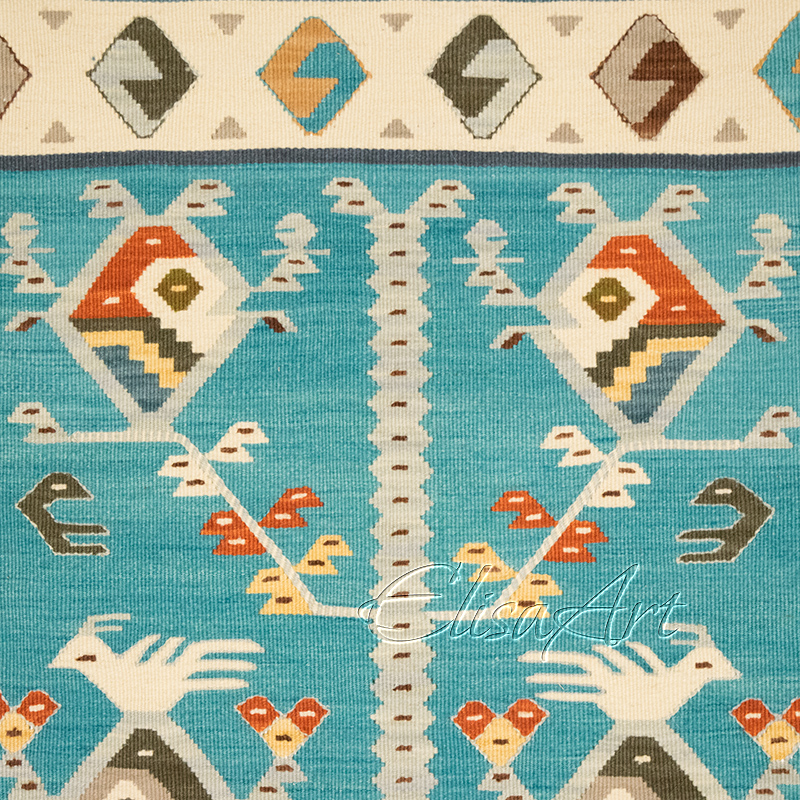 Handmade Kilim Rug: Birds