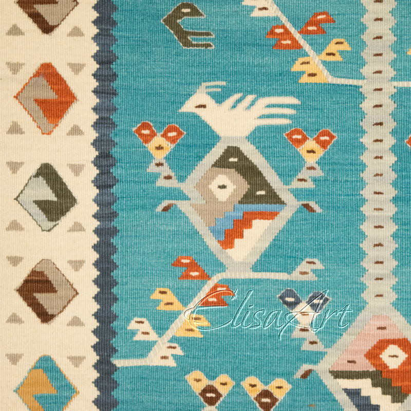 Handmade Kilim Rug: Birds