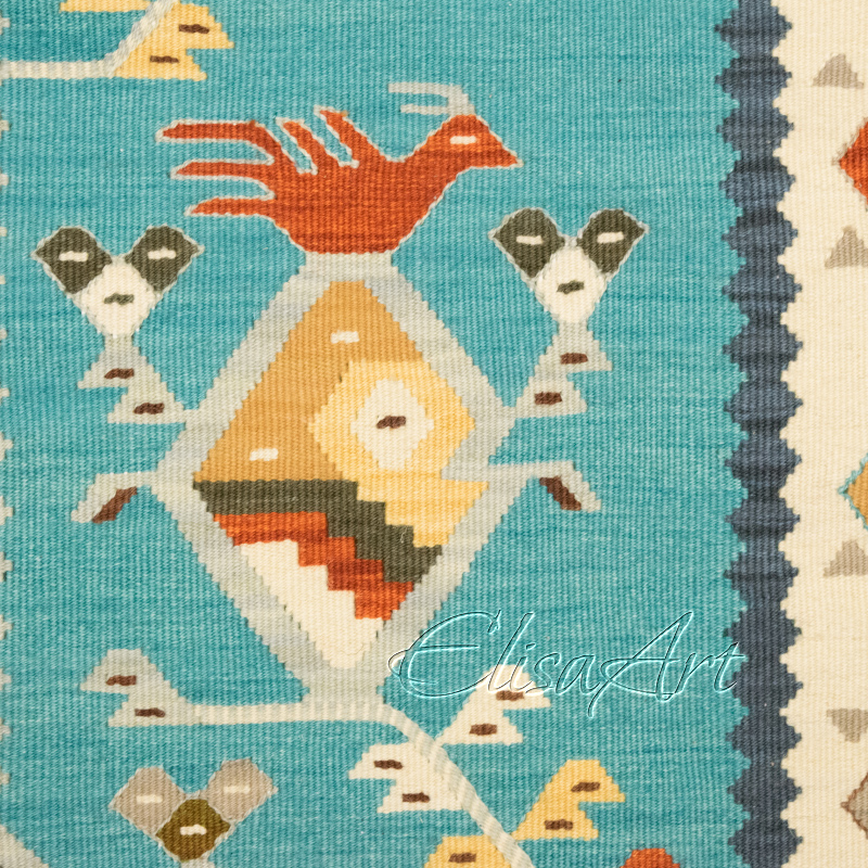 Handmade Kilim Rug: Birds